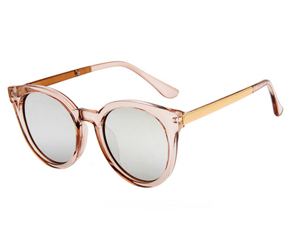 Black vintage square sunglasses for women with round blue mirrored lenses and gold-tone temple accents. - Image 5