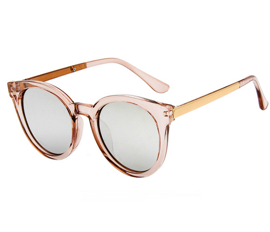 Black vintage square sunglasses for women with round blue mirrored lenses and gold-tone temple accents. - Image 5