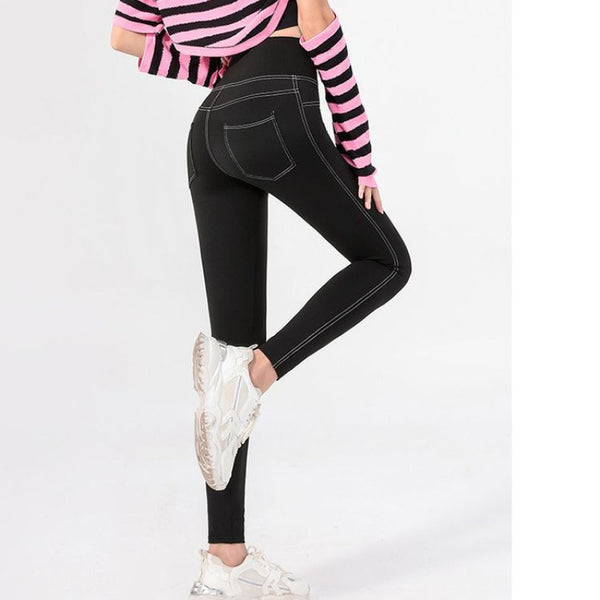 Pantalones Yoga Denim Blanco Minimalista para Mujer