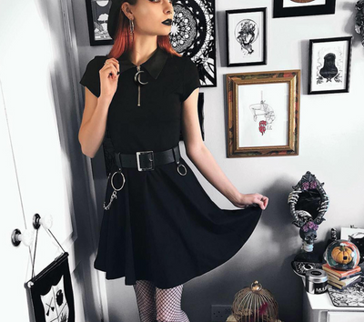 Falda Slim Retro con Cuello de Camisa - Image 7