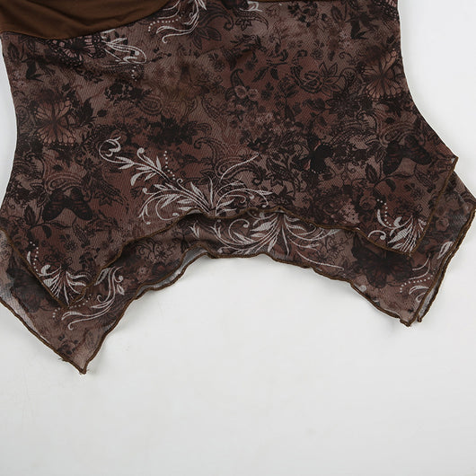 Chaleco Retro con Cuentas, Tirantes Halter y Malla Asimétrica - Image 12