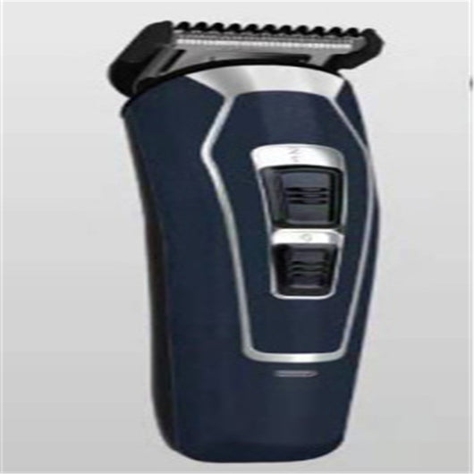 Dark blue electric hair clipper with silver accents and black buttons, featuring a stainless steel blade. - Image 9