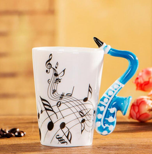 Taza de Cerámica con Asa de Saxofón y Notas Musicales - Image 4