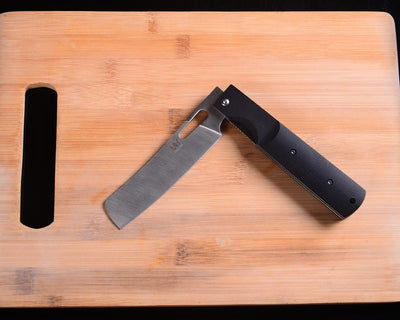 Navaja Plegable de Acero Inoxidable con Mango Cuadrado Negro