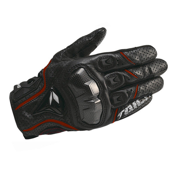 Guantes de Cuero Perforado RS-TAICHI RST390 con Fibra de Carbono para Motociclismo de Alto Rendimiento