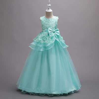 Vestido Largo Princesa con Flores para Niñas
