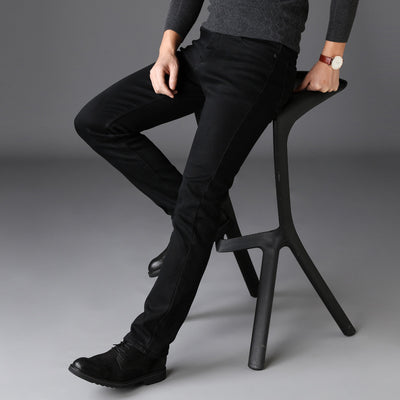 Pantalones Vaqueros Negros Slim Fit Elásticos para Hombre - Estilo Coreano Moderno - Image 4