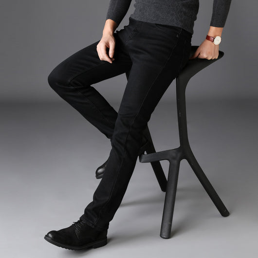 Pantalones Vaqueros Negros Slim Fit Elásticos para Hombre - Estilo Coreano Moderno - Image 4