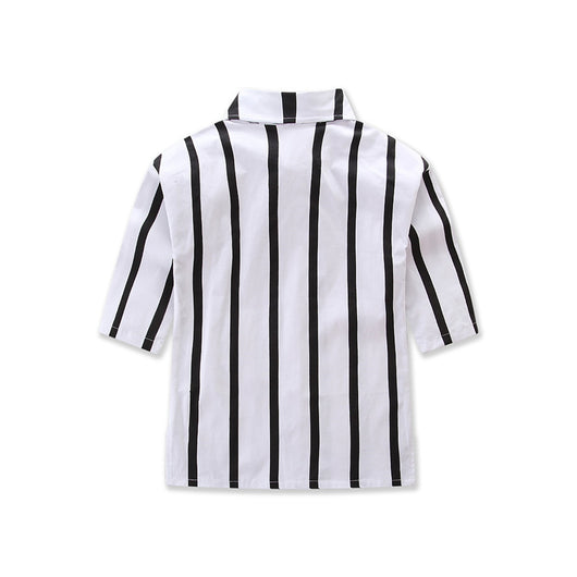 Camisa de Manga Larga a Rayas Verticales Blancas y Negras - Image 11