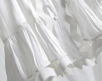 Vestido Camisero Coreano Hueco con Cuello Alto y Manga Larga - Image 7