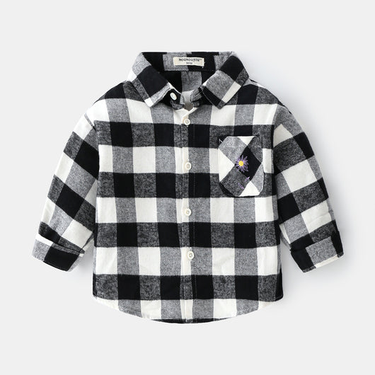 Camisa de Cuadros Infantil con Solapa - Manga Larga para Niños - Image 17