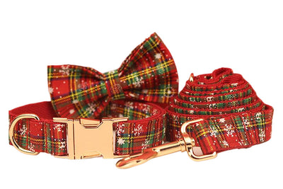 Collar Navideño para Mascotas con Correa - Diseño Copo de Nieve y Lazo - Image 17
