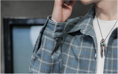 Camisa Cuadros Hombre Manga Larga Estilo Coreano Tendencia - Image 14