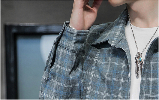 Camisa Cuadros Hombre Manga Larga Estilo Coreano Tendencia - Image 14