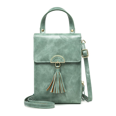 Bolso Bandolera de Cuero Encerado Estilo Coreano con Borlas para Mujer - Image 5
