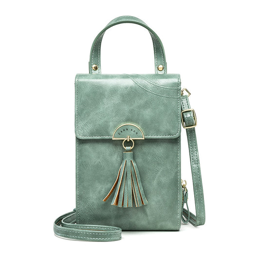 Bolso Bandolera de Cuero Encerado Estilo Coreano con Borlas para Mujer - Image 5