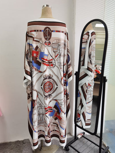 Vestido de Seda Tejida Estampado con Mangas Amplias y Corte Holgado - Image 4