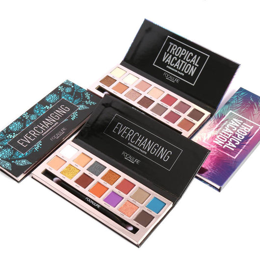 Paleta de Sombras 14 Colores Tropical con Pincel - Tonos Cálidos Mate y Perla