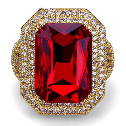 Anillo de Rubí con Circonitas Enchapado en Oro - Image 4