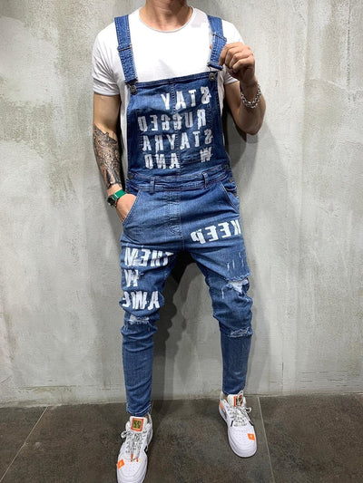 Pantalón Jumpsuit Roto para Hombre con Tirantes - Image 6