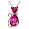 Creative Lady Cute Bow Kitty Crystal Necklace Rose Dorado