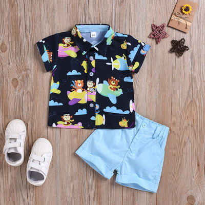 Conjunto Infantil Estampado: Playera y Shorts Casuales