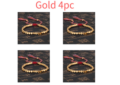 Pulsera Tibetana Budista Trenzada con Cuentas de Cobre - Brazalete de Cuerda de la Suerte - Image 11