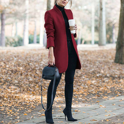 Abrigo de Lana Cuello Alto Liso - Elegancia Atemporal - Image 22