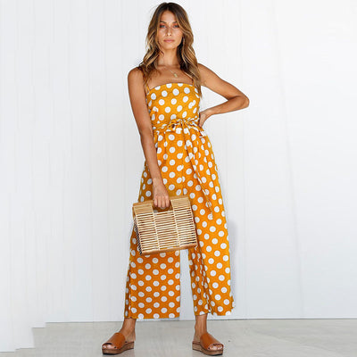 Jumpsuit Largo sin Mangas con Escote Halter y Lunares - Image 27