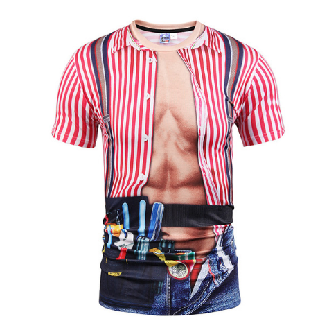 Chaleco Hip Hop Falso con Camiseta Slim Fit Manga Corta para Hombre - Image 4