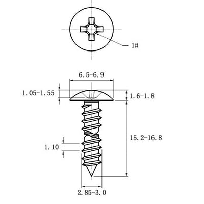 Tornillo Autorroscante de Acero Inoxidable Cabeza Ancha Tipo Champiñón - Image 6