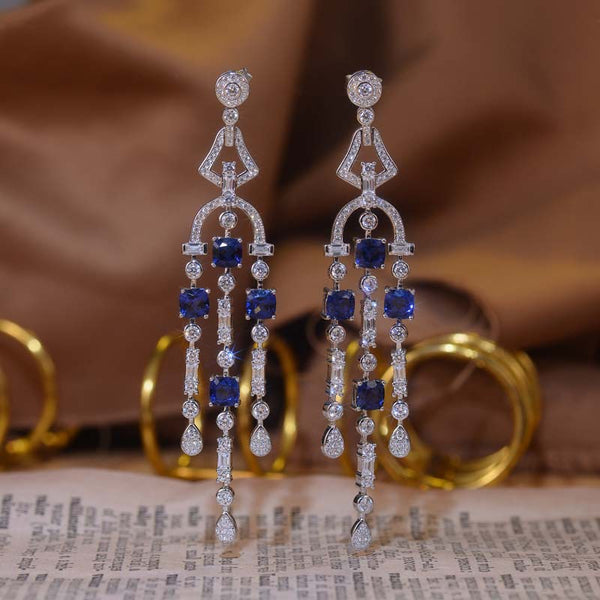 Aretes de Zafiro en Plata 925 con Borlas para Mujer