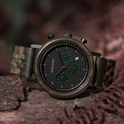 Reloj de Madera con Tres Esferas y Seis Pines - Image 3