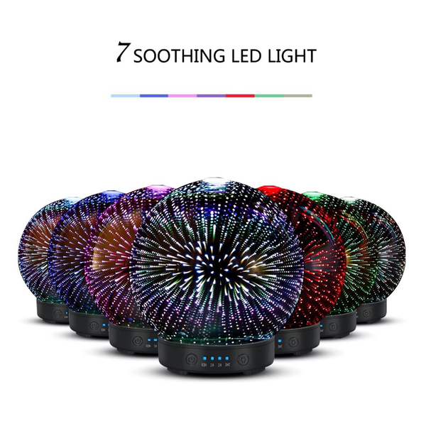 Difusor Aromático 3D con 7 Modos de Luz LED y Humidificador