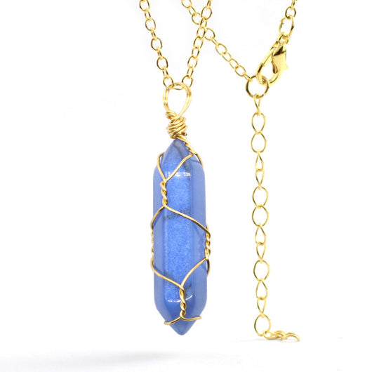 Collar Colgante de Cristal Hexagonal Envuelto a Mano con Piedra Natural - Image 15