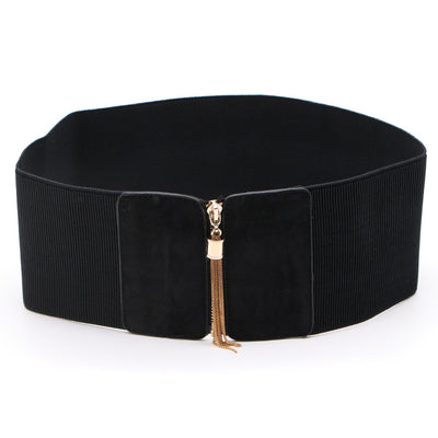 Cinturón Elástico Ancho Negro con Decoración para Camisas - Image 8