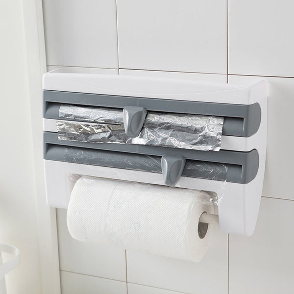 Dispensador Organizador de Cocina 4 en 1 para Papel, Foil y Film