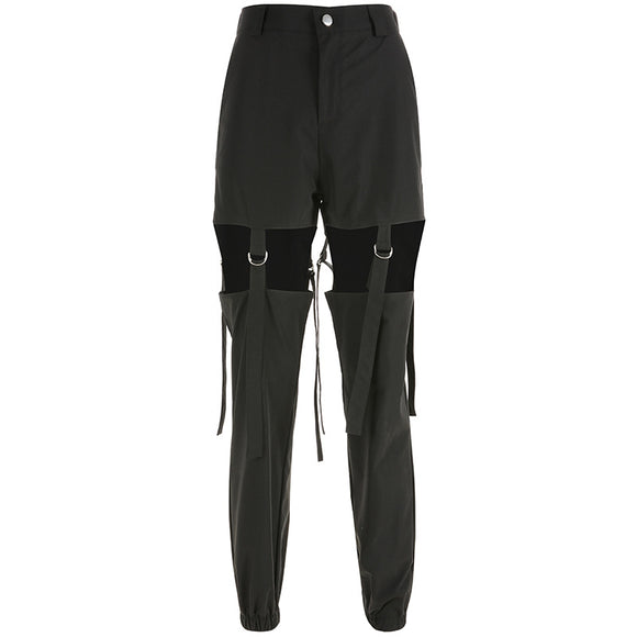 Loose Overalls with Cutout Details - Street Hip-Hop Style