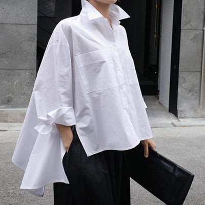 Camisa Suelta Oversized con Capa Larga - Top Fashion Irregular