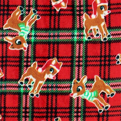 Family of five wearing matching Christmas pajamas with Rudolph the Red-Nosed Reindeer tops and red plaid pants. - Image 5