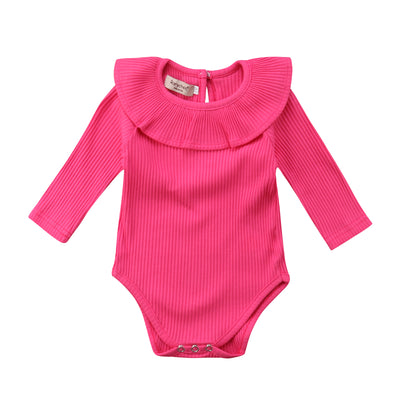 Pelele Tejido para Bebé Niña Manga Larga con Cuello Volante Loto - 5 Colores - Image 6