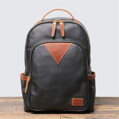 Mochila Cuero Retro Británica con Contraste de Colores - Image 8