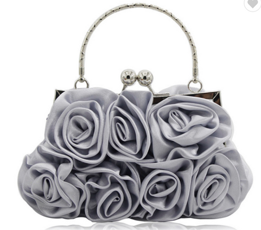 Bolso de Noche Portátil con Flores de Satén - Image 5