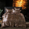 Juego de Cama Reversible de Seda de Hielo Puro Color - 4 Piezas