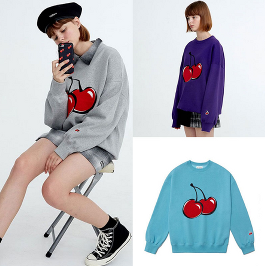 Sudadera Coreana KIRSH Cherry con Capucha - Diseño Holgado Universitario para Parejas