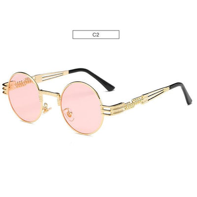 Gafas de Sol Redondas Steampunk Doradas con Cristales Espejados - Estilo Retro Vintage Unisex - Image 9