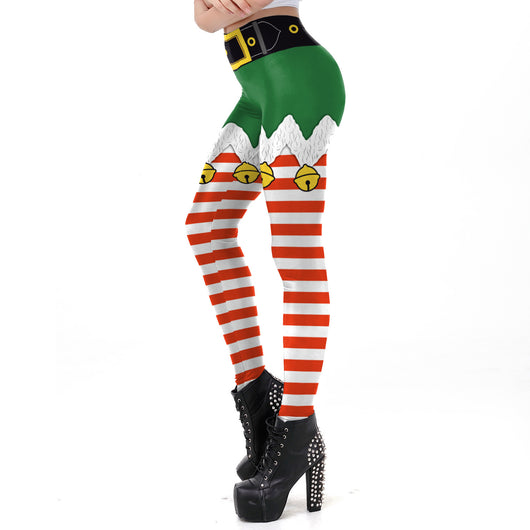 Leggings Ajustados con Estampado Digital Navideño para Mujer - Image 11