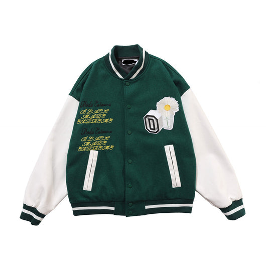 Chaqueta Deportiva Holgada con Bordado en Relieve y Puntadas