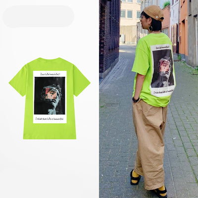 Playera de Manga Corta con Estampado de Letras Marca Ins Tide - Image 3