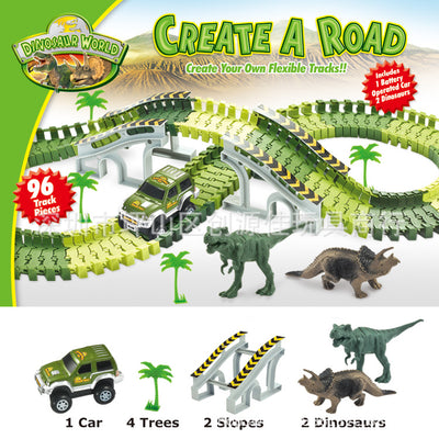 Auto de Dinosaurio Eléctrico con Pista Armable - Juguete Educativo de Doble Capa - Image 13